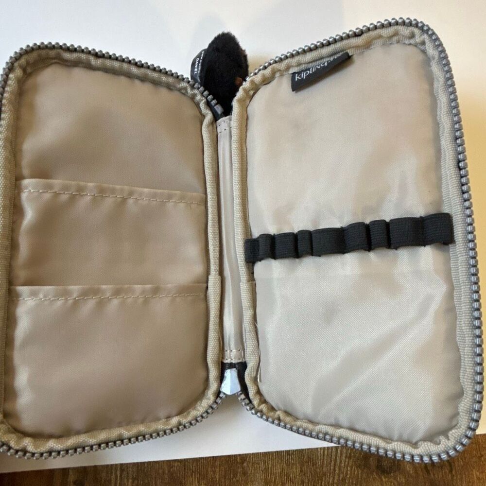 NEW Kipling Make Up/Cosmetic brush holder case +monkey pencil black nylon travel - Picture 3 of 6